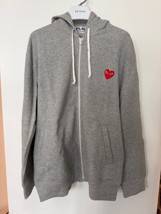 Comme des Garcons PLAY Other - Comme des Garcons PLAY Red Heart Full Zip Hoodie Grey Men’s XL Like New